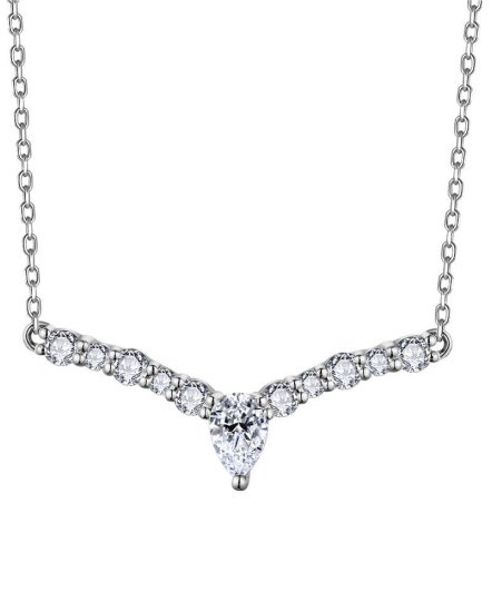 V SHAPE PEAR DIAMOND NECKLACE (TN804)